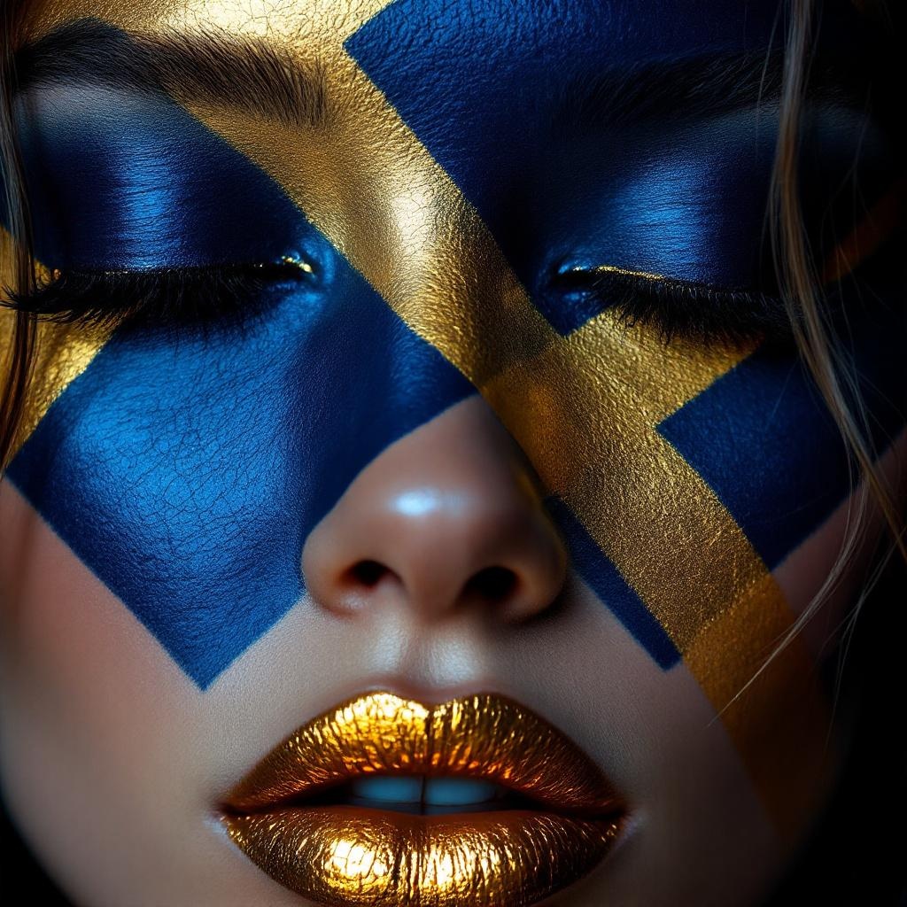 Gold Leaf and Indigo Face