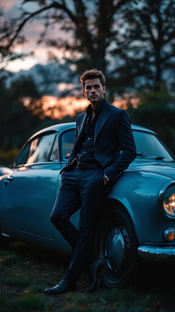 Man with Vintage Car