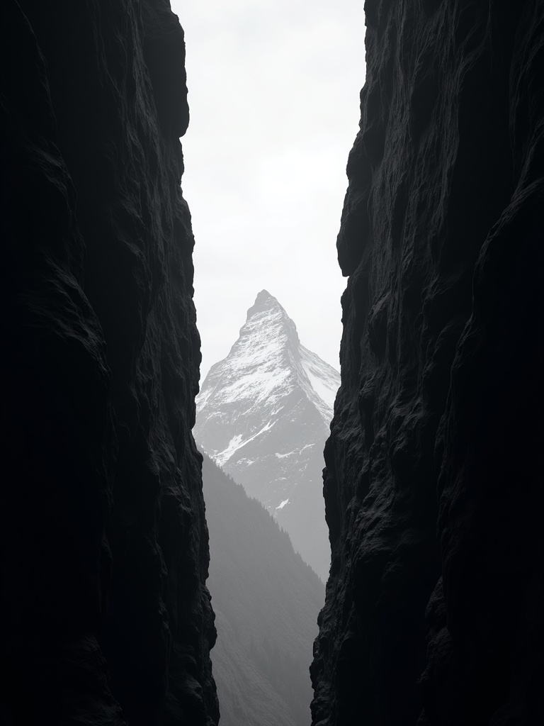 Mountain Through Rock Crack