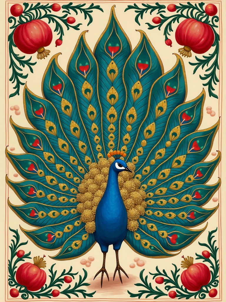 Peacock Persian Folk Art